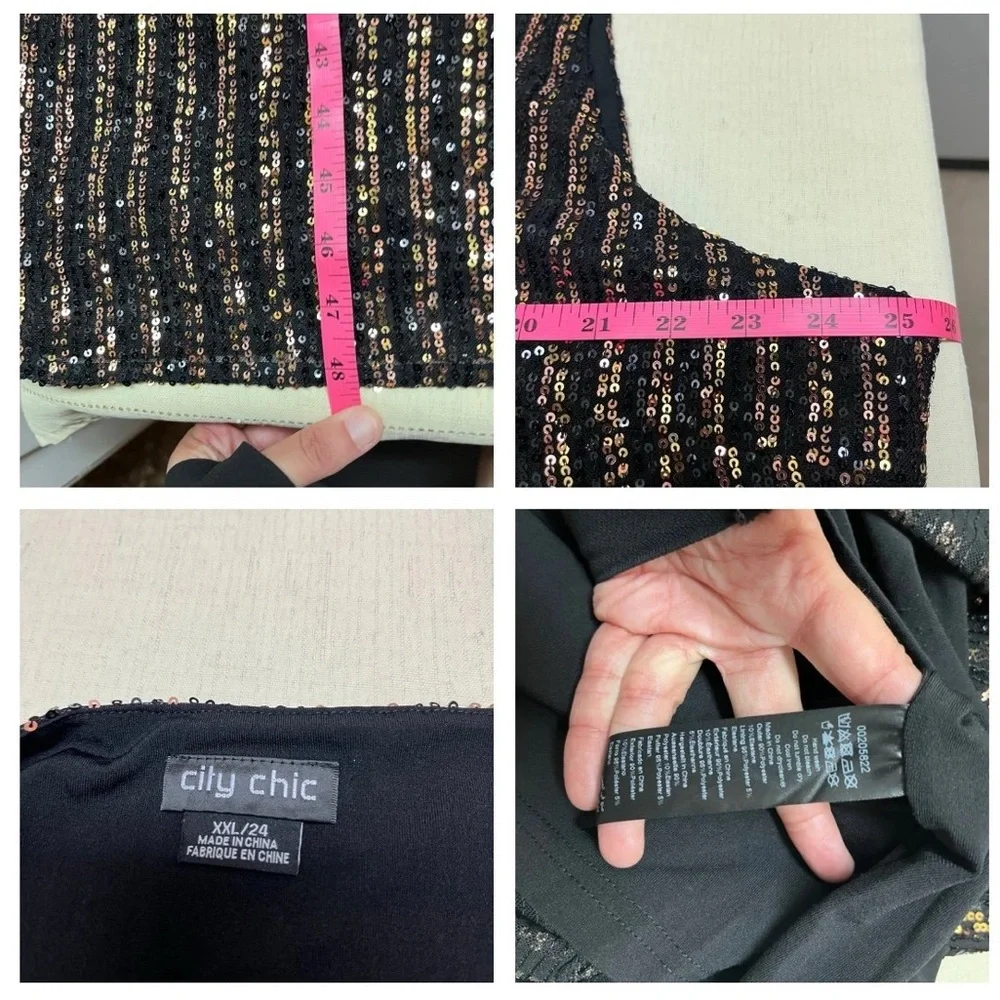 City Chic XXL/24 black/gold sequin dress